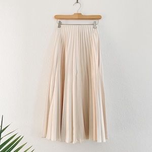 Silk Pleated Midi Skirt — Ivory
